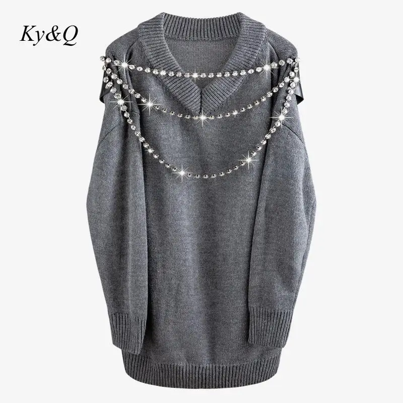 Высокое качество шикарный серый 2020 новый зимний женский пуловер Многослойные