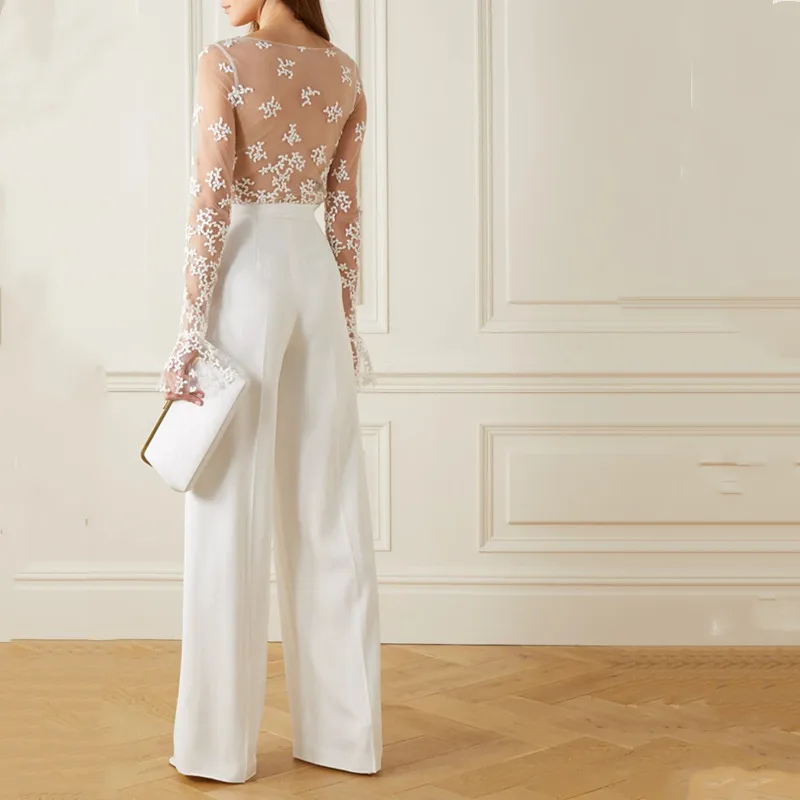 Комбинезон в стиле бохо свадебное платье кружевной пляжный брючный костюм 2021 с