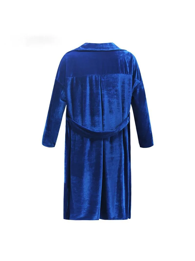 

Zoulv 2021 Long Outerwear Casual Trench Coat Plus Size Women Velvet Coat Lapel Collar Long Sleeve Female Cardigan