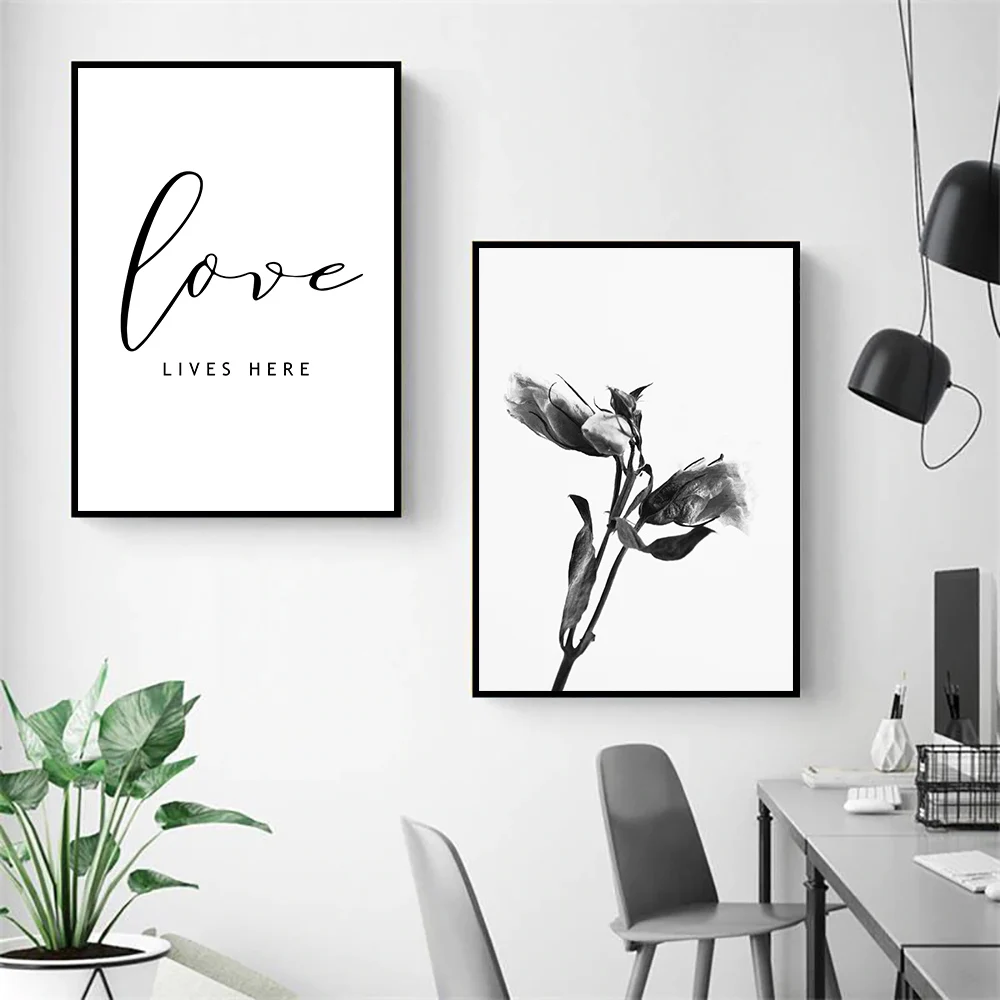 Черно белая горная холщовая стена Художественная печать цитаты рисунки картины