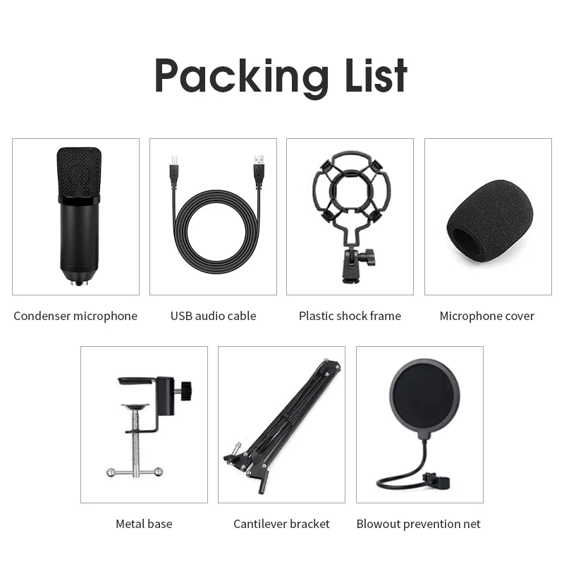 

BM700 USB Microphone Professional Condenser Audio Mixer Microphone Home Stereo Studio Recording mic for Gaming Podcast YouTube