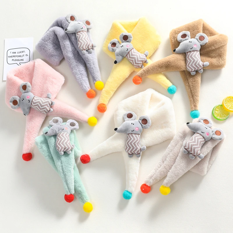 Зимний шарф Детские Зимние шарфы с мышью теплый для маленьких мальчиков и