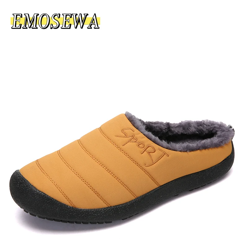 

Winter Home Men Slippers With Thick Plush Indoor Men Fur Slides Plus Size 47 Warm Bedroom Men's Shoes House Slipper Shoes Male