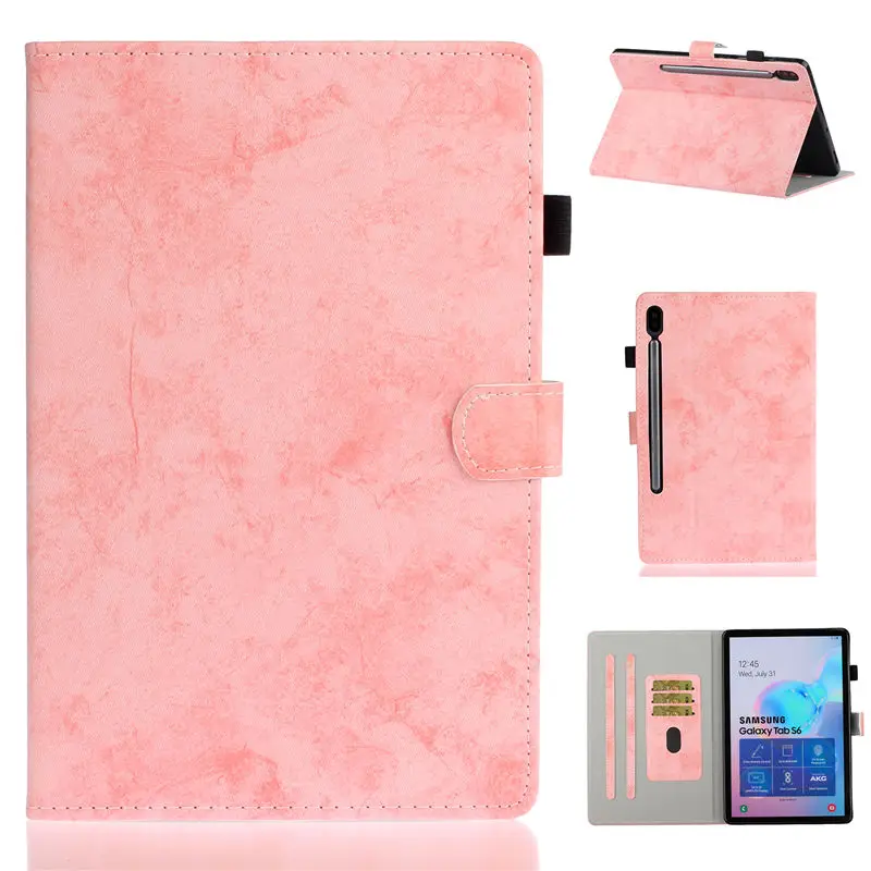 Pink Чехол для Samsung Galaxy Tab S6 10,5 SM-T860 SM-T865 T860 10," чехол Funda чехол для планшета подставка оболочка Капа+ пленка+ ручка - Цвет: Pink