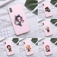demon slayer kawaii anime phone case for iphone 11 pro max x xr xs 8 7 6s plus matte candy pink silicone cases