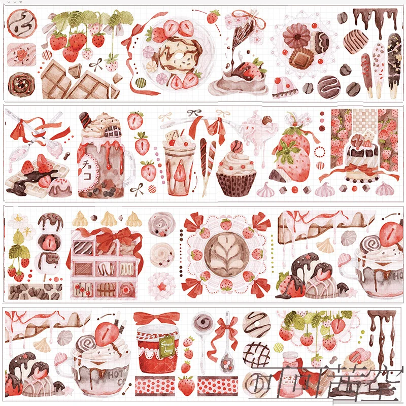 

1 Loop 6.5 X 100cm Cream Cake Food Theme Washi Tape Sample Collage Crystal Pet Glacier