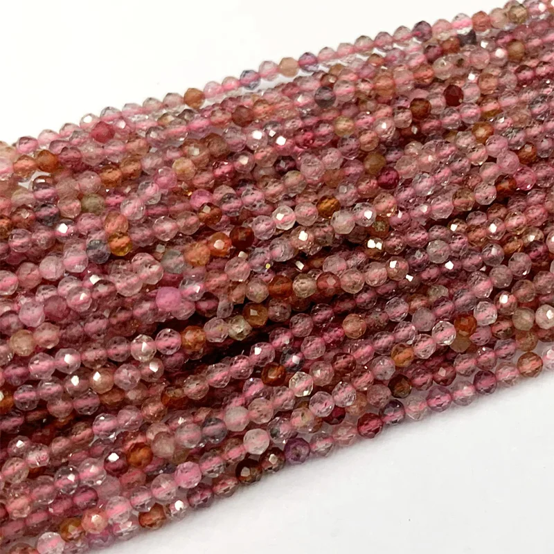 High quality Natural Genuine Spinel Spinelle шпинель Pink Purple Multicolour Faceted Small Round Beads 2mm 3mm 06383 | Украшения и