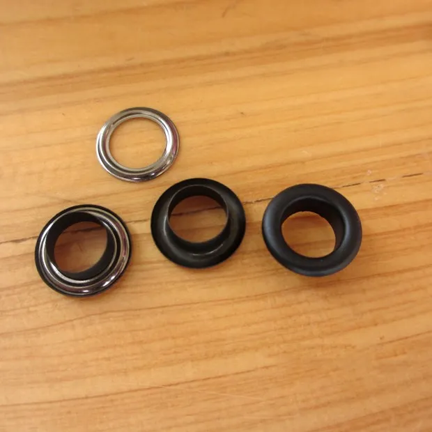 1000 шт./пакет металлические матовые черные Люверсы с втулкой для кожевенного