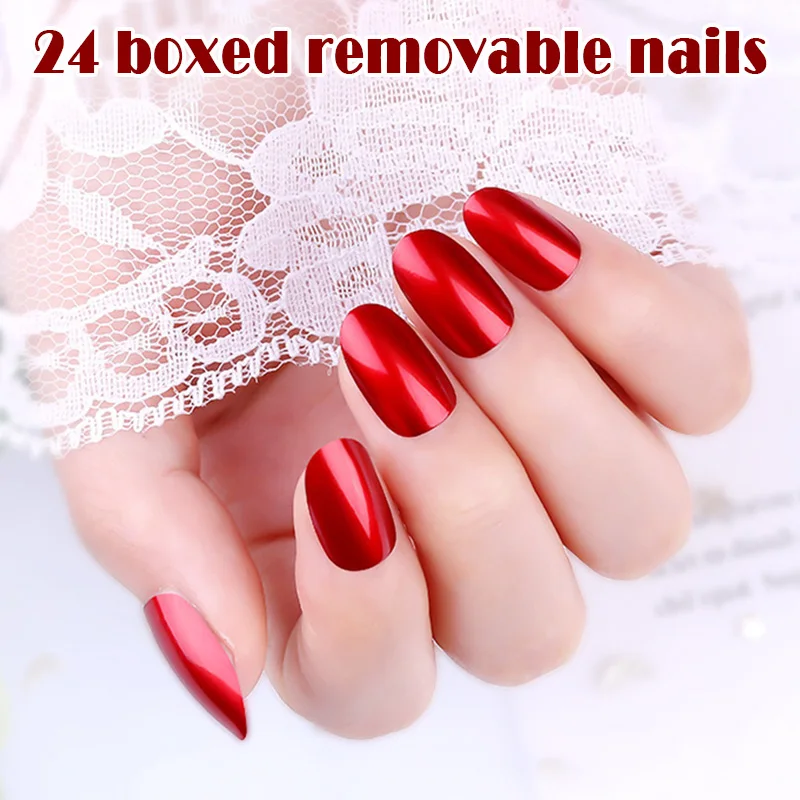 2019 24 шт. многоразовые наклейки на ногти съемные носимые накладные маникюрные