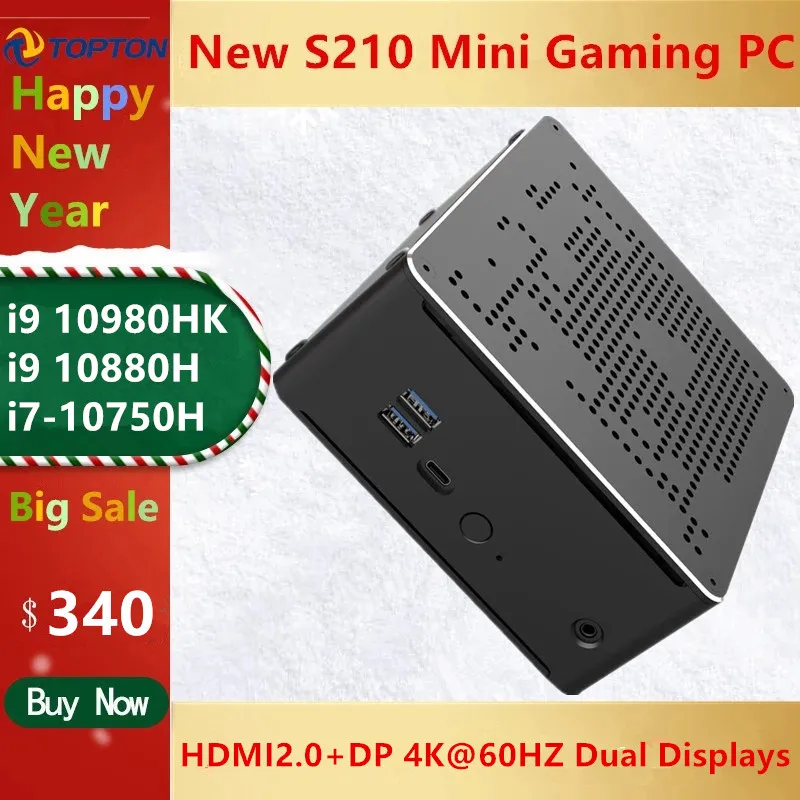 Игровой мини ПК Topton i9 10th Gen 10980HK 10880H Xeon 2286M 2 Lan Windows 10 DDR4 NVME AC WiFi настольный компьютер