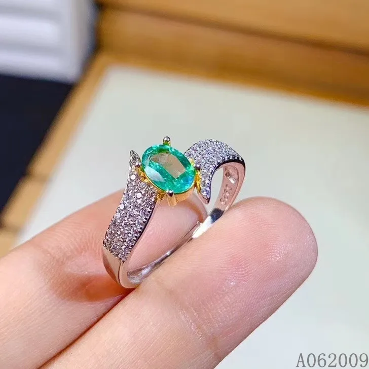 

KJJEAXCMY fine jewelry 925 sterling silver inlaid natural emerald new ring exquisite girl's ring support test