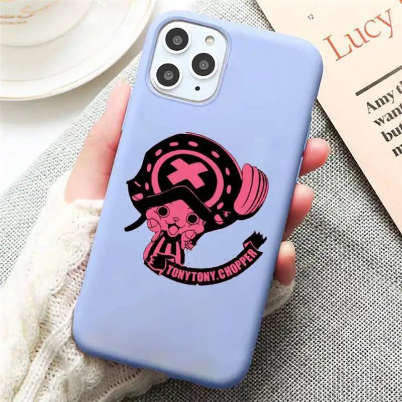 

one piece Phone Case Candy Color Blue for iPhone 11 12 pro XS MAX 8 7 6 6S Plus X 5S SE 2020 XR