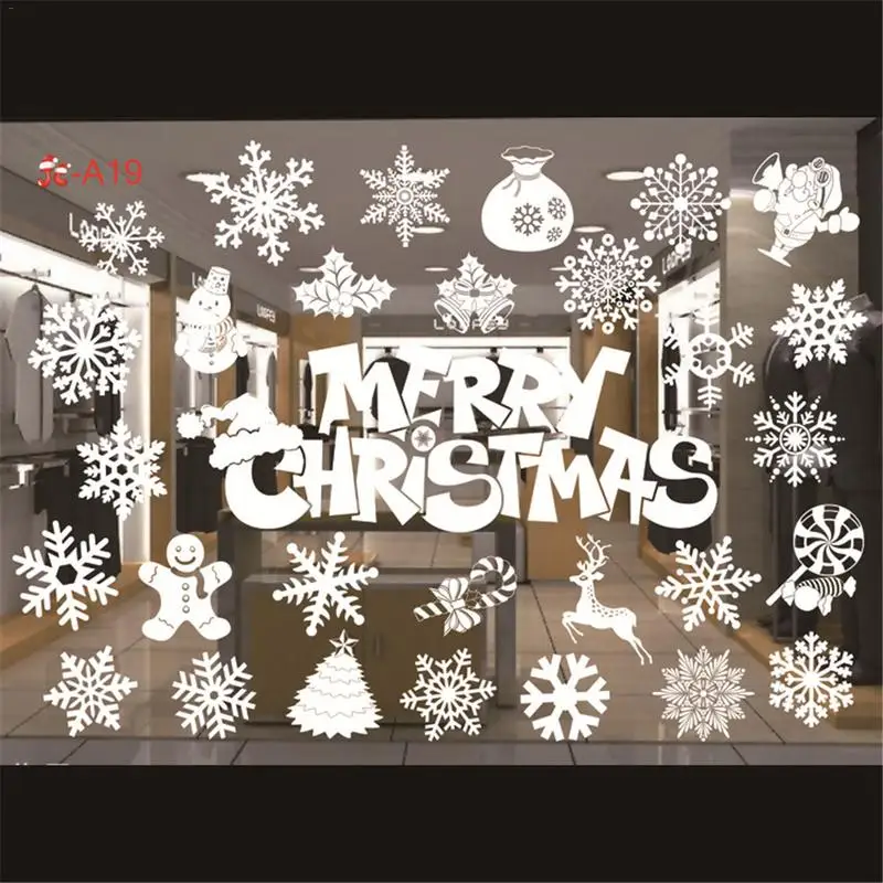 Рождественские электростатические наклейки на белое стекло|Наклейки стену| |