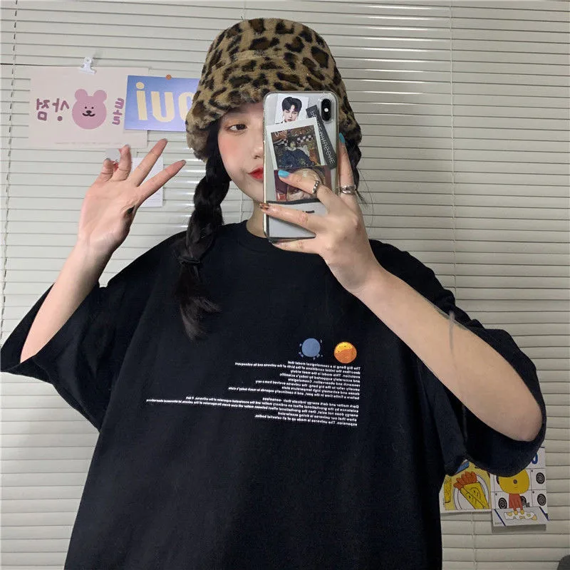 

Женская футболка для девочек Kpop на лето и весну, свободные женские джемперы, синие футболки для студентов