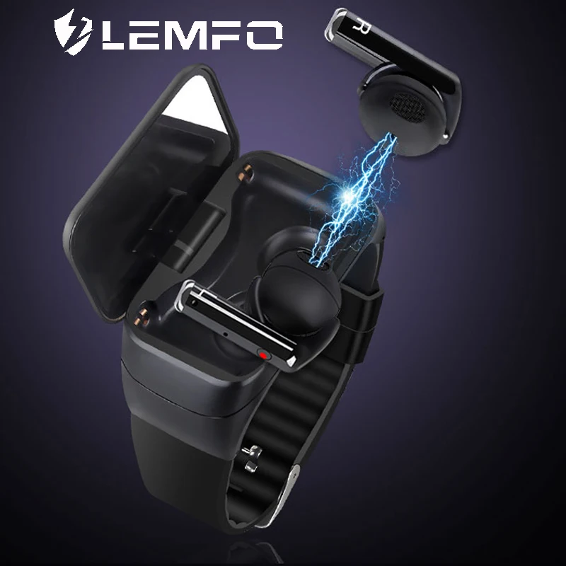 Смарт часы LEMFO с Bluetooth наушники BT5.0 пульсометр IP67 поддержкой Siri BT вызовом