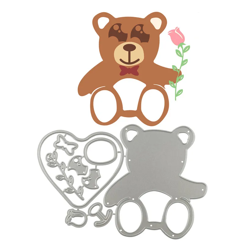 

Eastshape Bear with Rose Dies Scrapbooking Metal Cutting Dies for 2019 New Die Cuts for Card Making Craft Dies Embossing