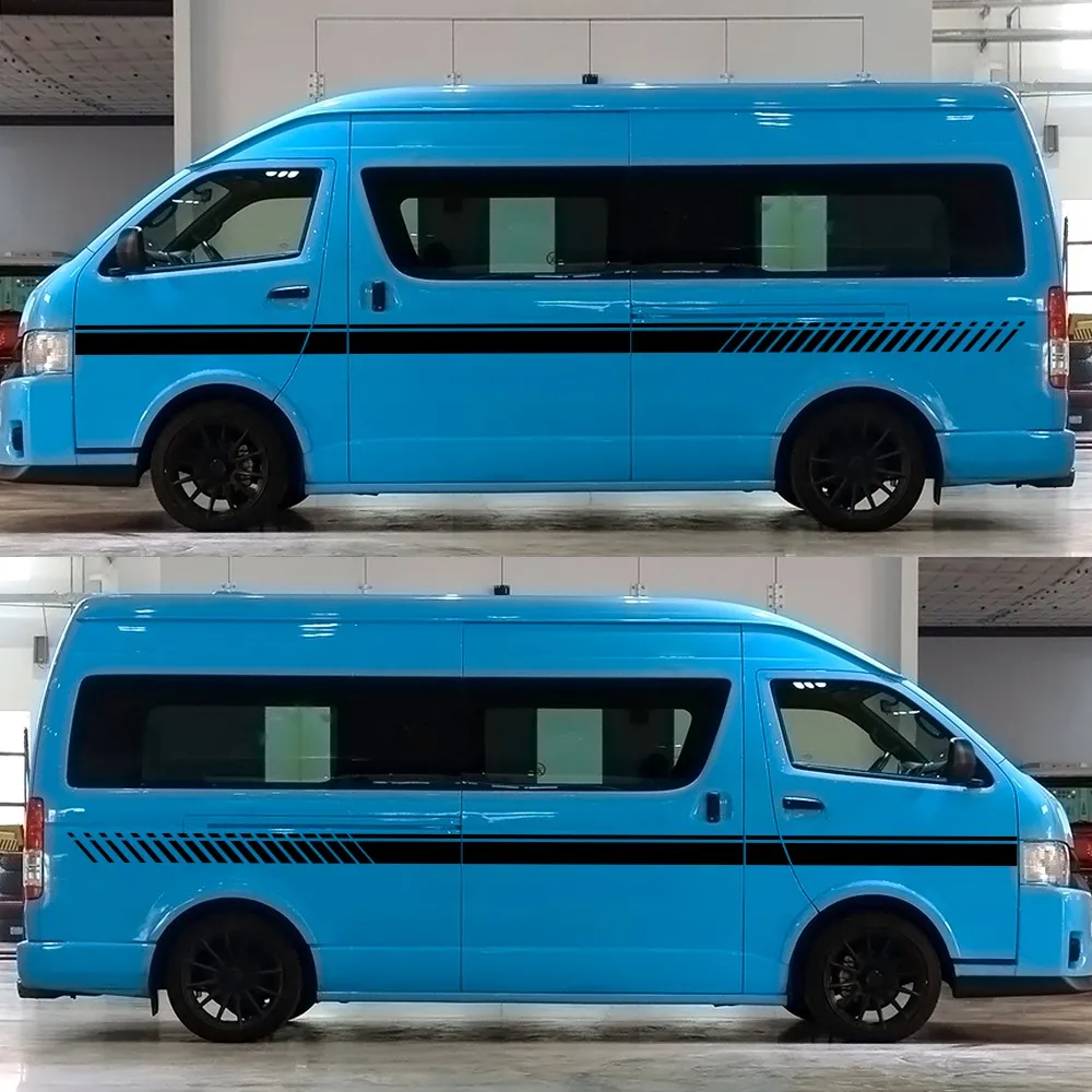 

2PCS Racing Car Door Waist Line Side Stripes Decorative Stickers For Toyota Hiace Auto Body Decor Vinyl Film Decals Accessories