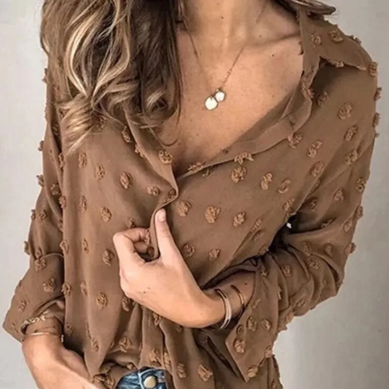 

Женская модная рубашка XUXI с воротником с лацканами, длинными рукавами, свободная, весна-осень 2021 E1950