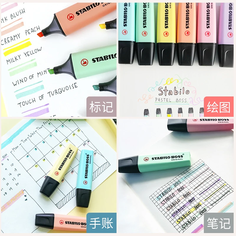 Немецкие маркеры STABILO-оригинальные и пастельные 15 Ручка флуоресцентного цвета |