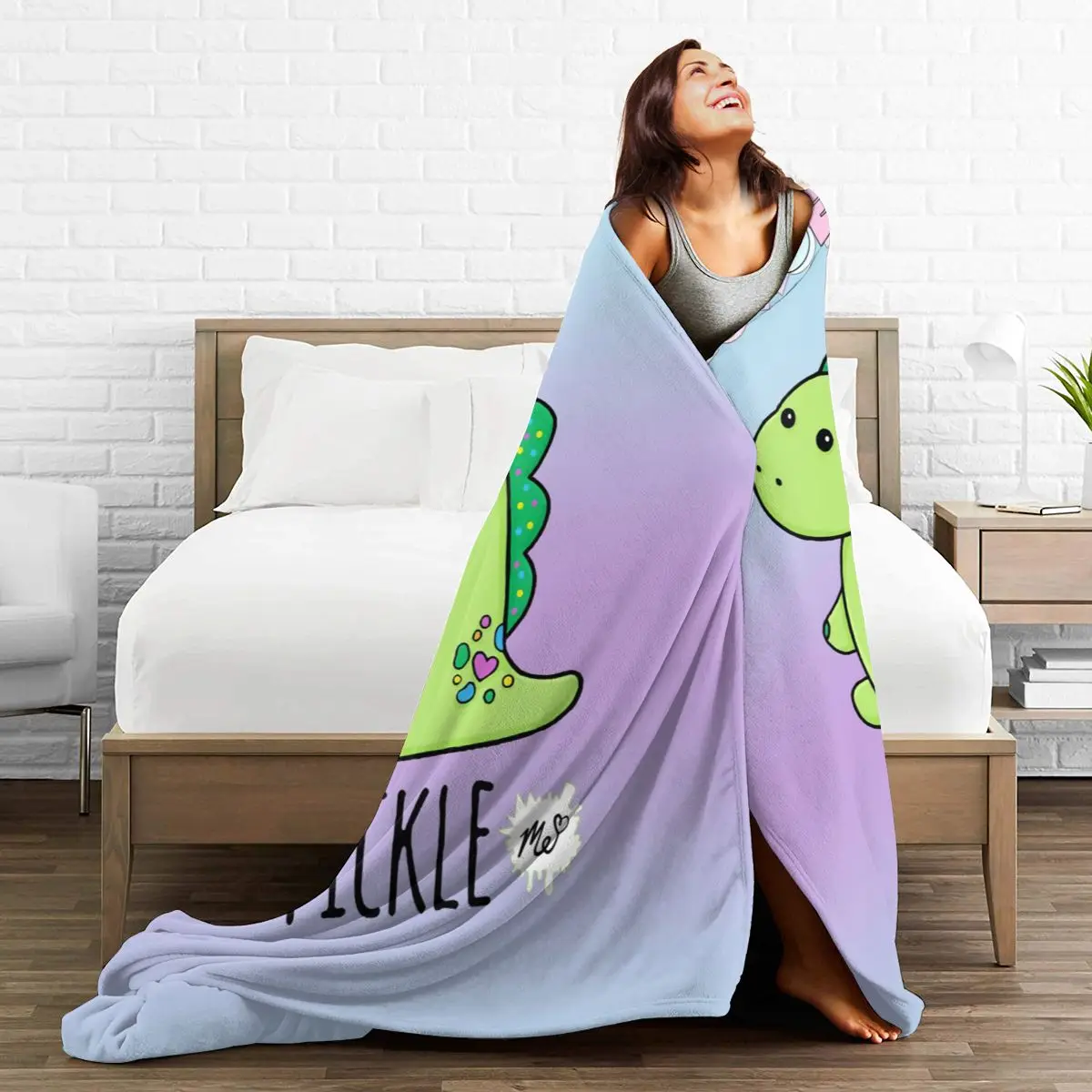 

3D Printed Blanket Pickle The Dinosaur Flannel Blanket Printed Bed Spread Sheets Sofa Gift Bed Throw Soft Cartoon Acrylic