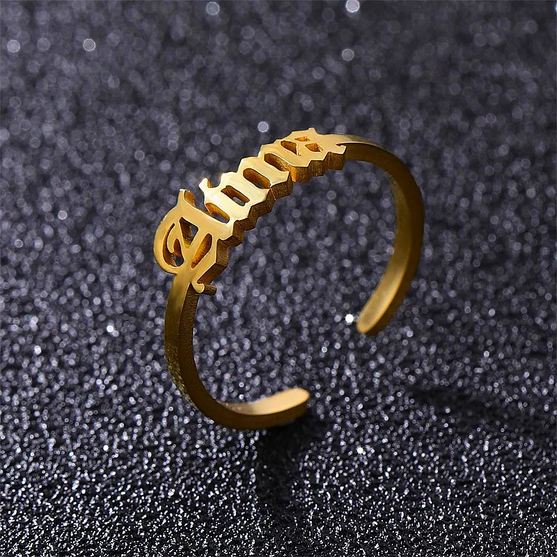 Кольца с именем на заказ для женщин регулируемый размер Золотое кольцо из