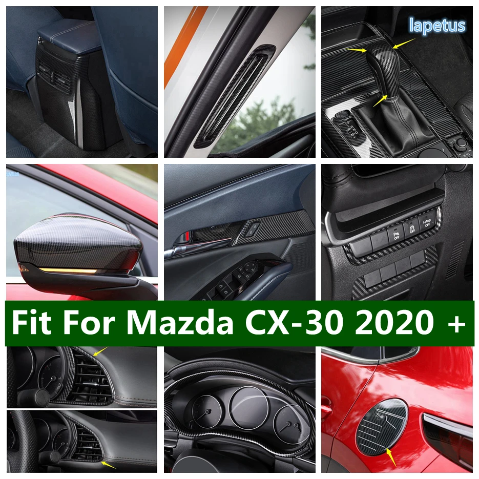 

Carbon Fiber Look Interior Refit Kit Gear Shift Knob / Rearview Mirror / Door Handle Bowl Cover Trim For Mazda CX-30 2020 - 2022