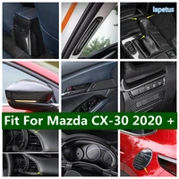 carbon fiber look interior refit kit dashboard rearview mirror door handle bowl cover trim abs for mazda cx 30 2020 2022