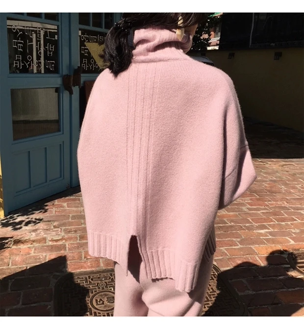 New arrival Autumn winter Knitted Tracksuit Turtleneck Sweatshirts for Women Suit Clothing 2 Pcs Set Knit top Pants suit Female