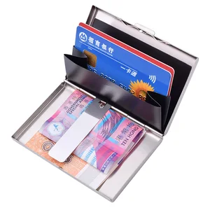 Slim Business Credit Card Box Cover Men Fashion Stainless Steel Card Holder Case Aluminum Purse Women housekeeper Card Wallet