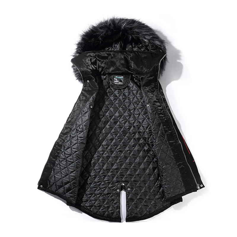 Куртка мужская зимняя со съемным меховым воротником и капюшоном в стиле хип-хоп |