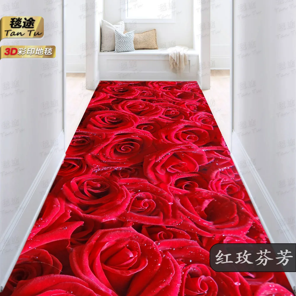 creative roses print 3d carpets for living room bedroom area rugs kitchen floor mat home hallway carpet hotel corridor aisle rug free global shipping