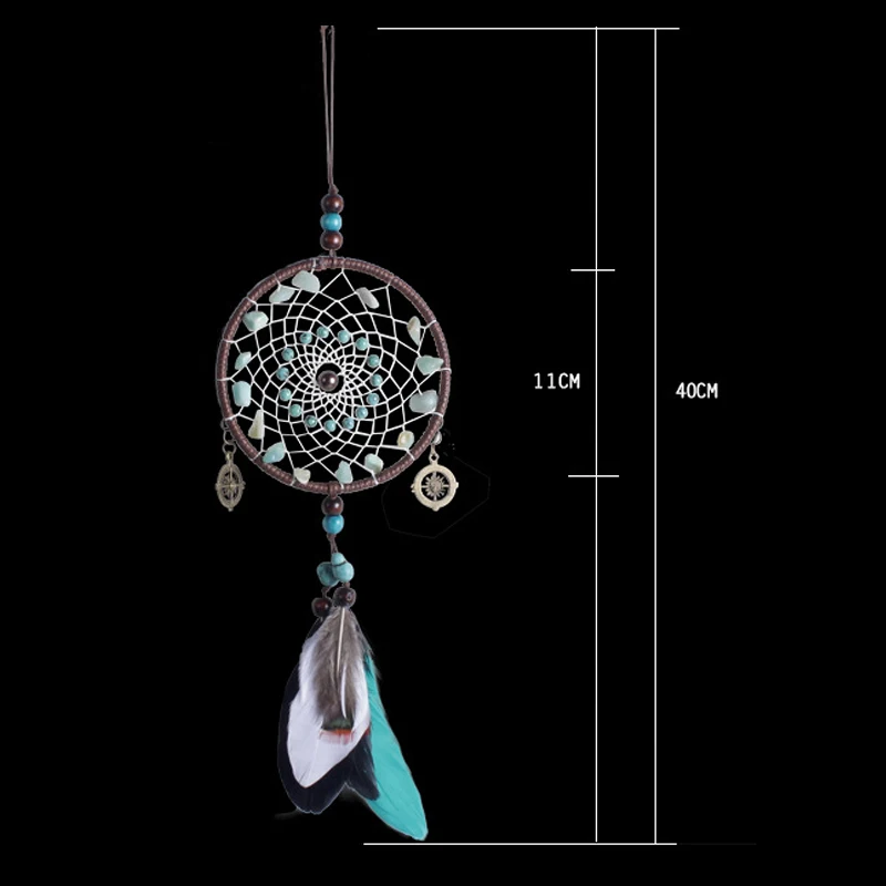 Подвеска Ловец снов из натуральных бирюзовых зеленых бусин | Дом и сад