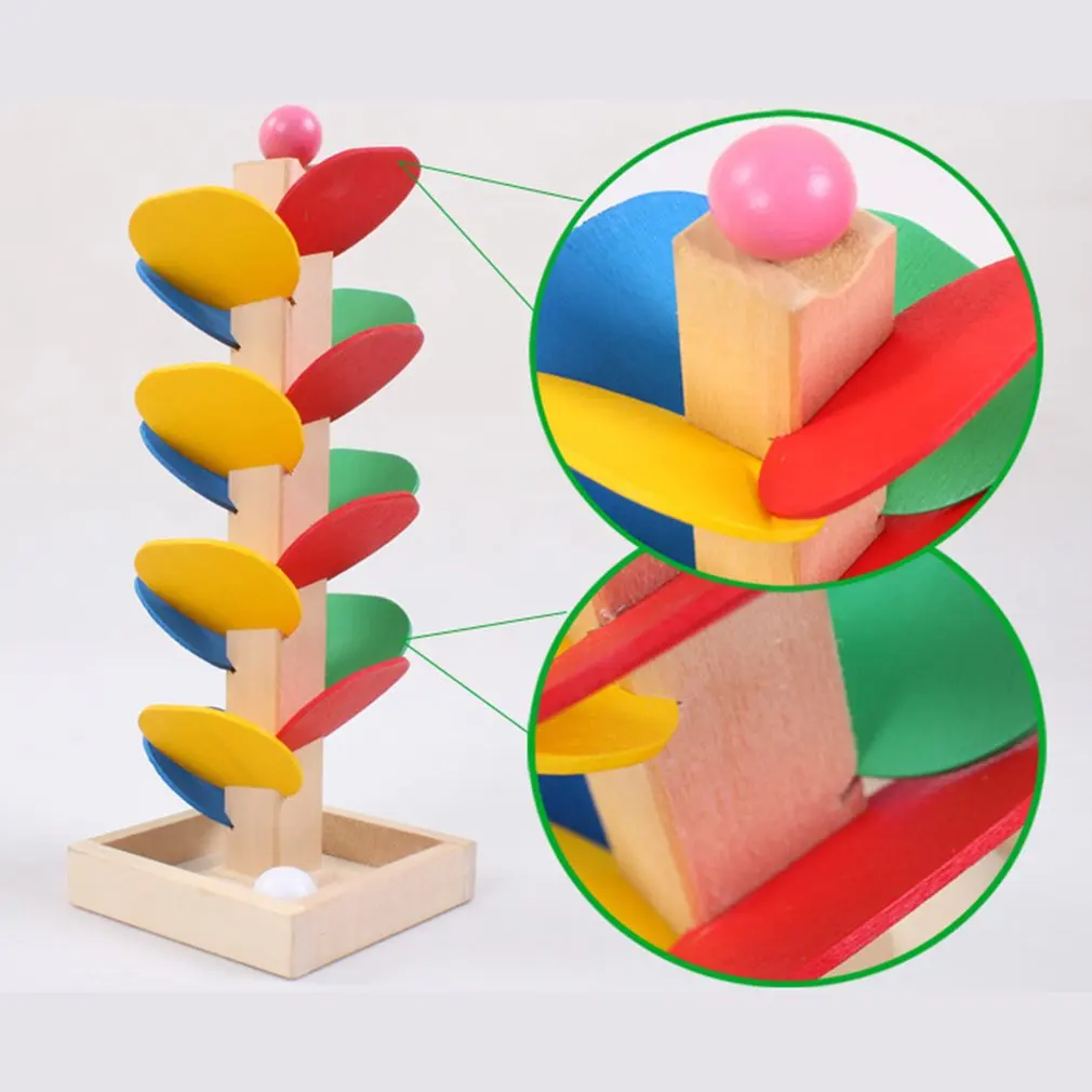 Pelota de canicas con &Aacute;rbol de madera para ni&ntilde;os y beb&eacute;s, juguete educativo para edades tempranas, bloques de juguete educativo Montessori-3