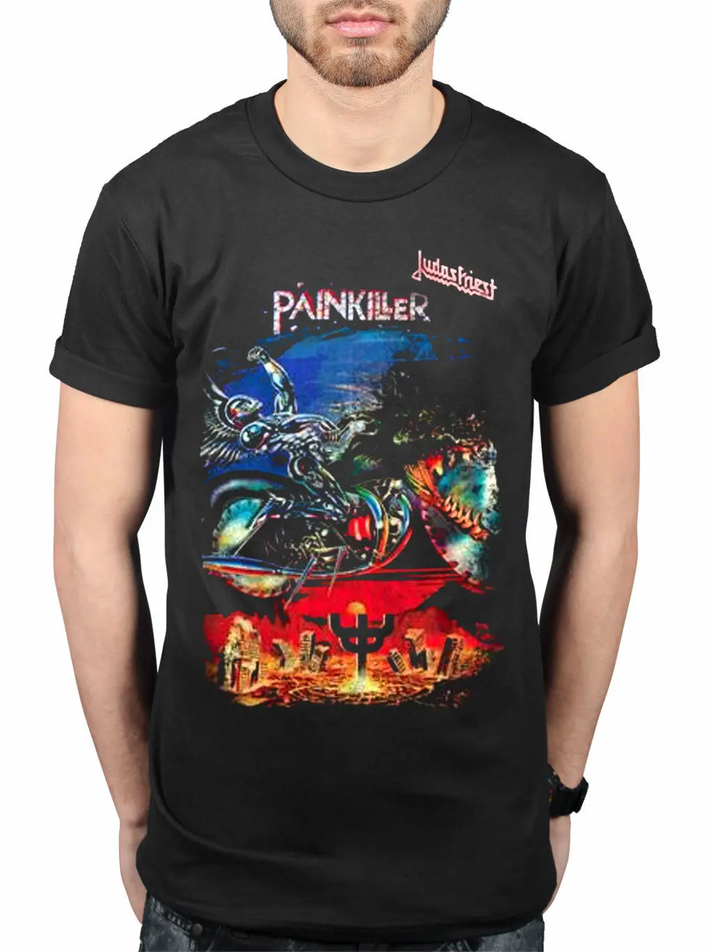 Официальный Judas Priest Painkiller новая футболка Merch Heavy Metal Band Английский летний короткий