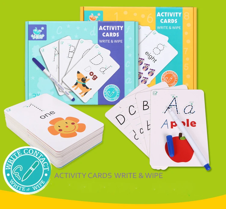 

Kids Education Toy Rewritable Early Learning Recognize Uppercase Small Letters Card Children Learn to write Toys Alphabet Puzzle