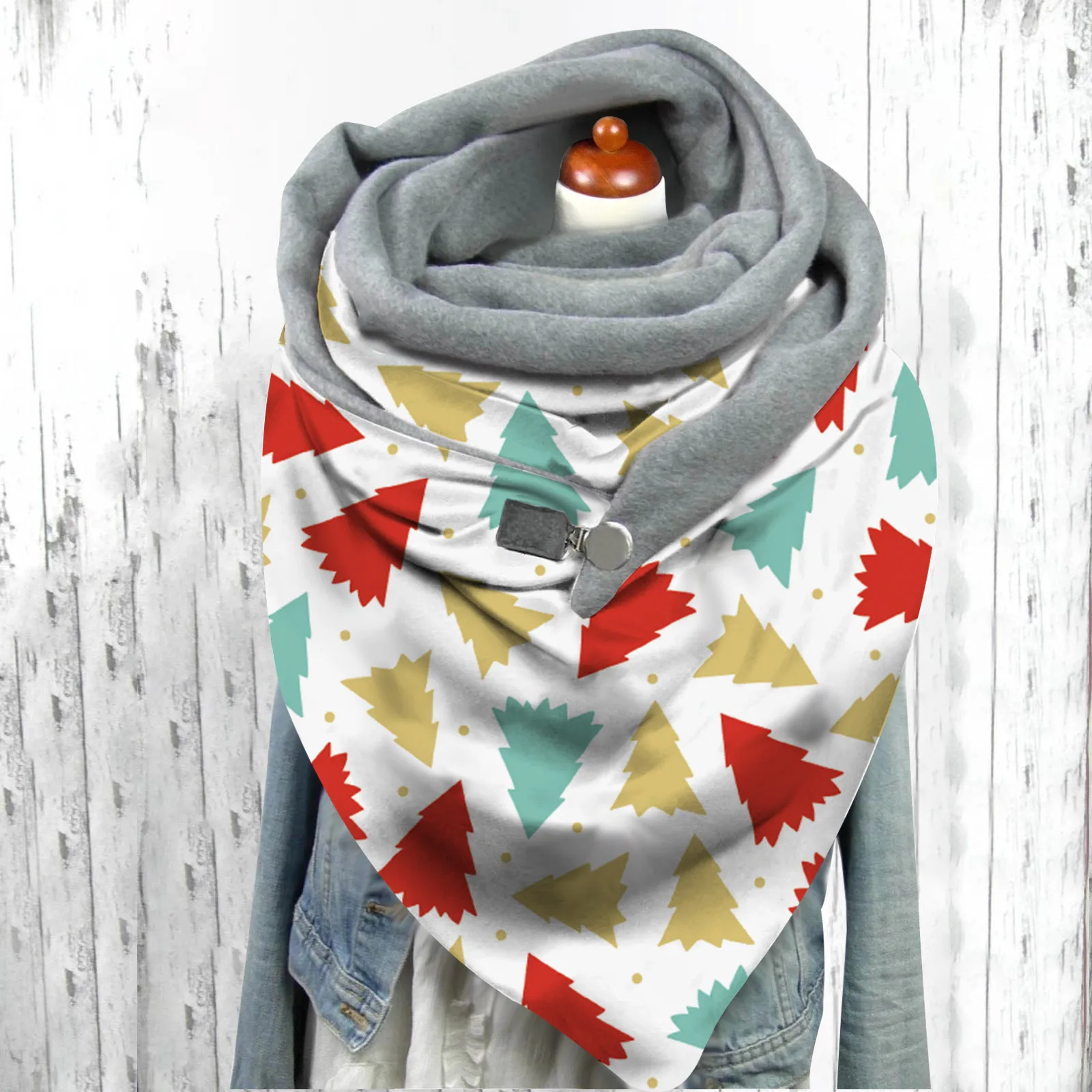 С рождественским принтом для женщин бандана зимние женские шарфы многоцелевой