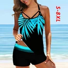 Танкини Женский, большие размеры 8XL, купальник с шортами, новинка 2021, винтажный цветочный купальник из двух частей, пляжный купальный костюм, большие танкини