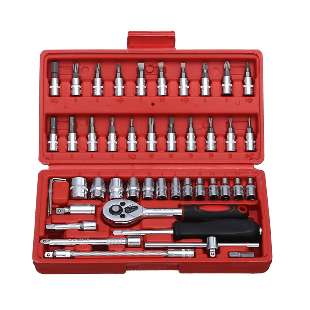 Новый 46 шт инструменты для ремонта автомобилей набор инструментов розетки 1/4