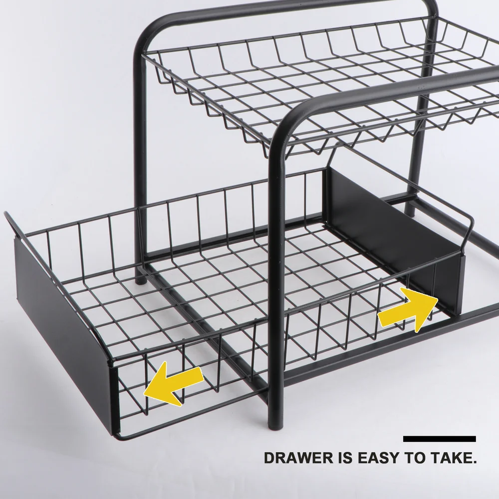 

Kitchen Under Sink Organizer and Storage Under Sink Cabinet Storage Rack (Black)