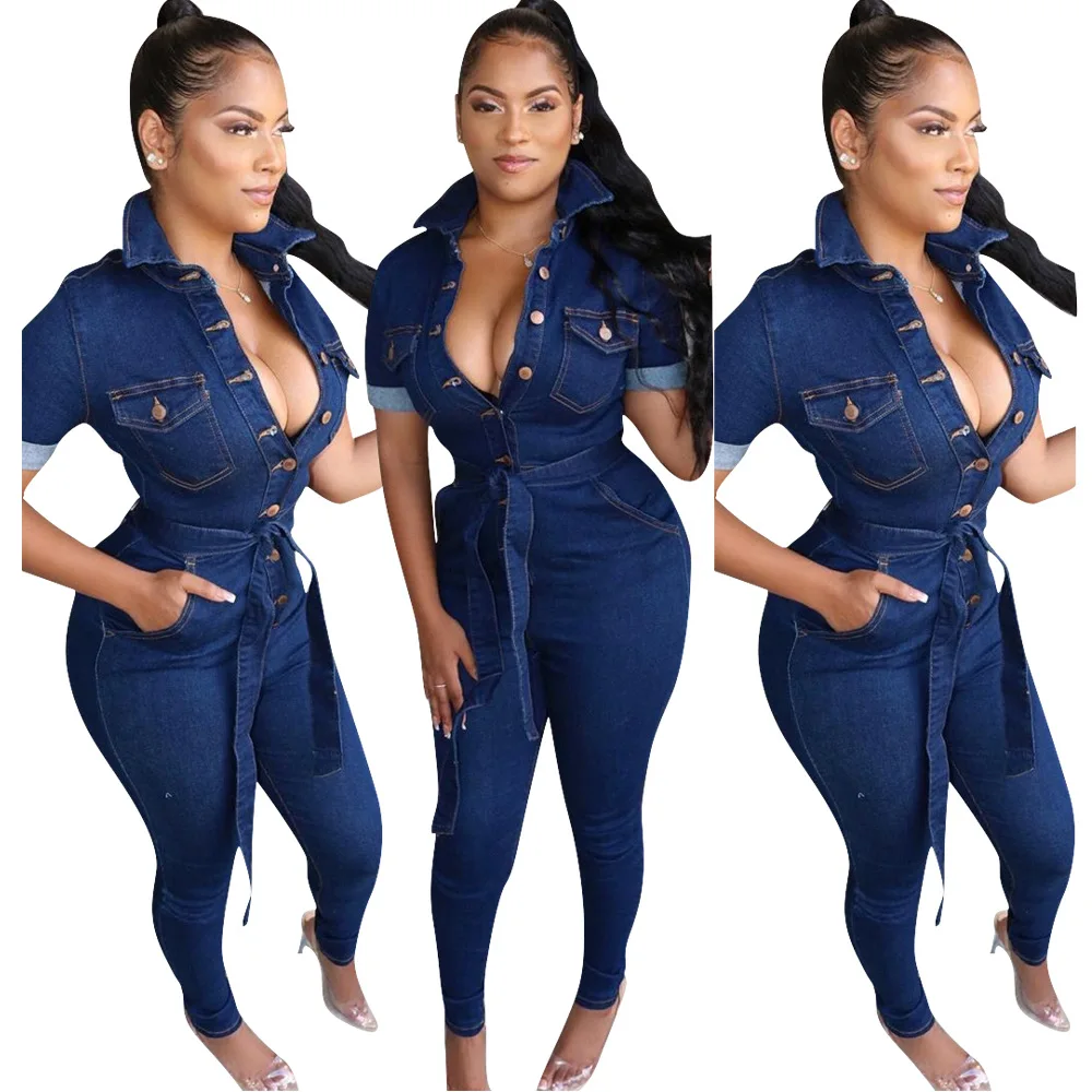 

New Casual Sexy Denim Jumpsuit Women Jeans Bodycon Rompers Club Night One Piece Playsuit Overall Outfits Female Jean Jumpsuits