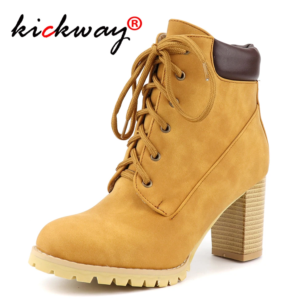 Женские ботинки на высоком каблуке Брендовые желтые шнуровке Удобные женские