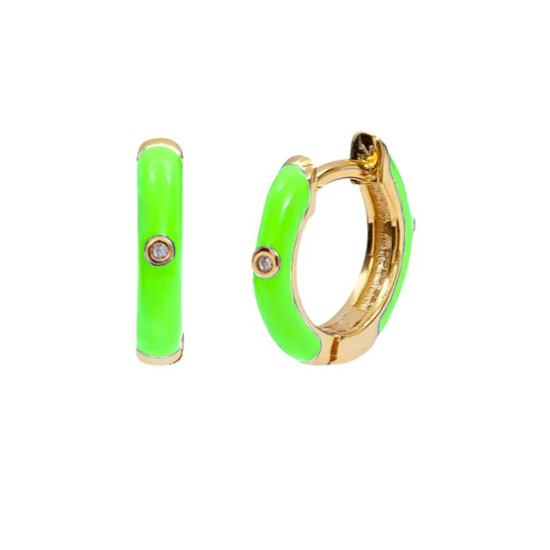 

Multi-style Colorful Circle Hoop Earrings for Women Girls 2021 Trendy Sterling Silver Dripping Oil Jewelry Earrings Huggie Ins
