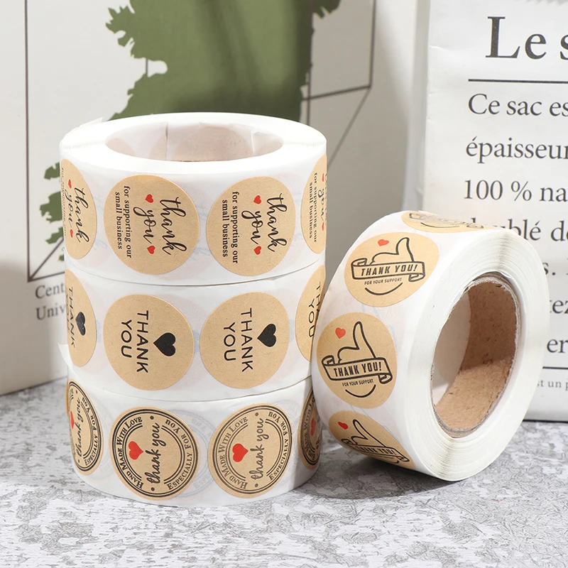 

2Rolls Thank You Stickers Handmade Sticker Seal Labels Stickers（500pcs/roll）