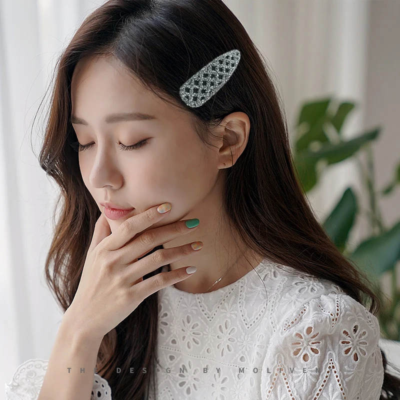 Южная Корея интернет знаменитости Ins Хрустальный зажим для волос девушек челка