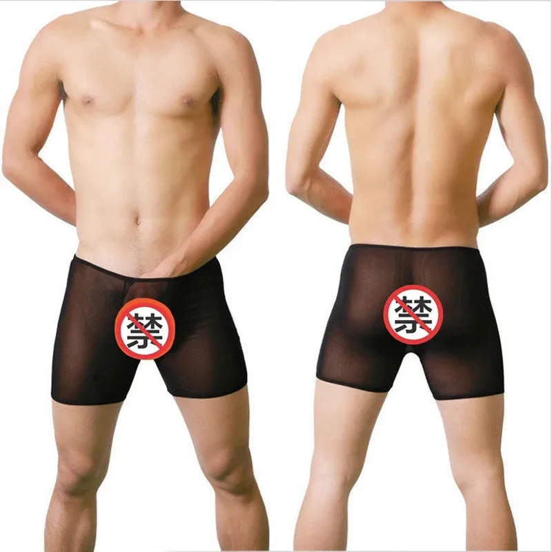

Sexy Breathable Thin Boxer Briefs Black Whtie Men Transparent Panties See Through Men's Underwear Lingerie Gay Wear Pants