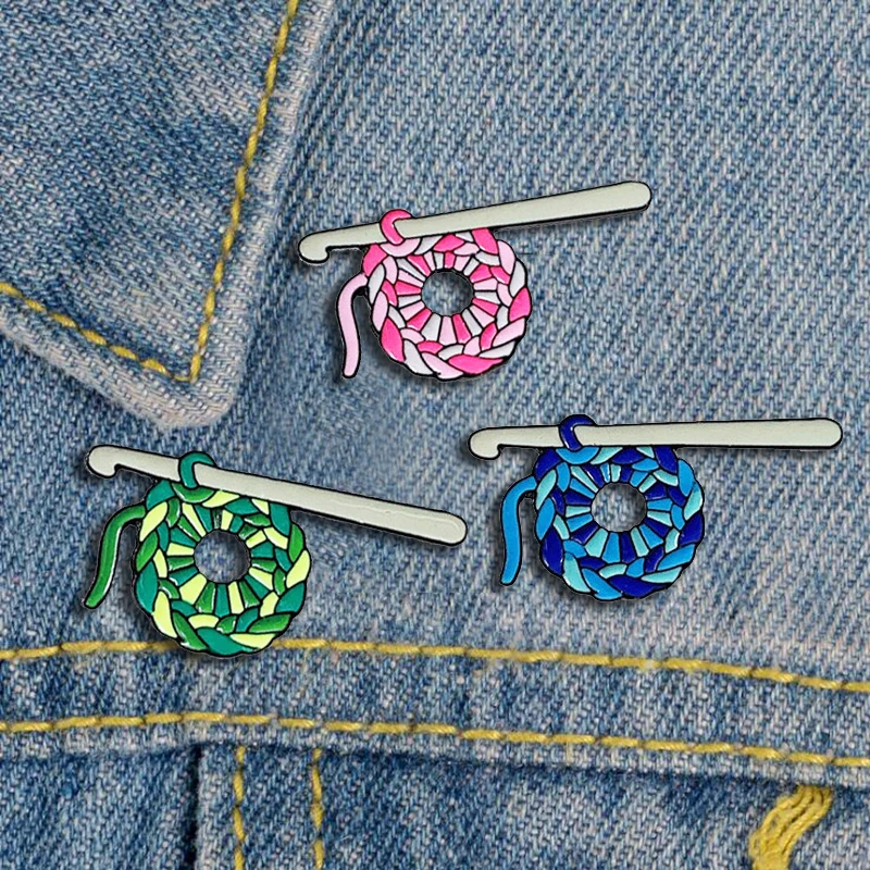 Шерстяная металлическая брошь с эмалью цветная вязаная булавка милый трендовый