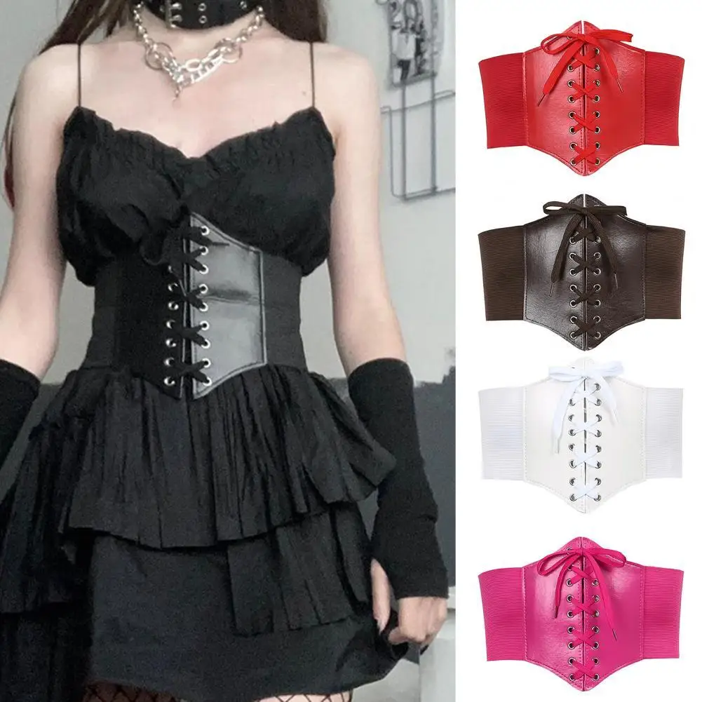 

Tied Corset Personality Waspie Waist Belt Pure Color Tied Corset