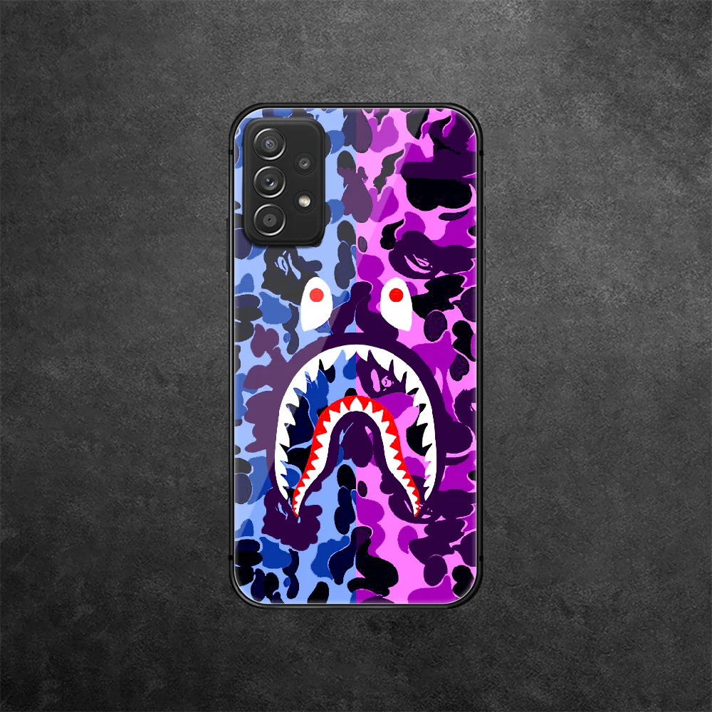 

Bape Fashion Sharks Tempered Glass Phone Case Cover For Samsung Galaxy A 10 12 20 E 21 30 32 50 40 51 52 70 71 72 S Etui Bumper