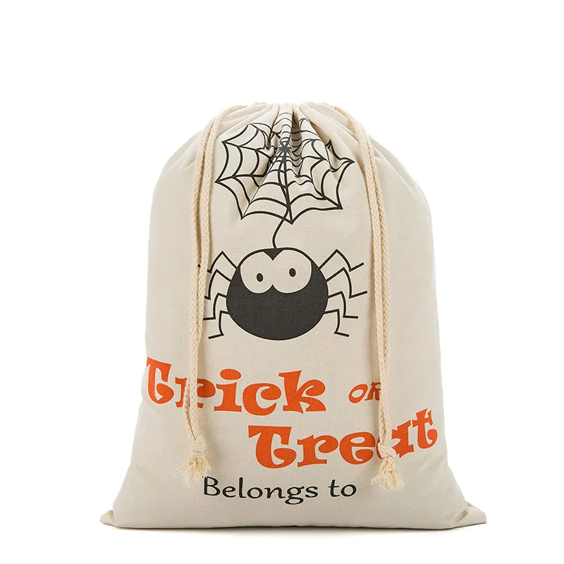 

New Halloween Sacks Canvas Cotton Drawstring Personalized Print Children Candy Gifts Bag Party Pumpkin Bag AC889