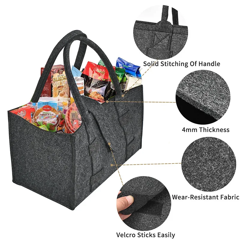 Фетровая сумка большая емкость складная женская для игрушек книг дров